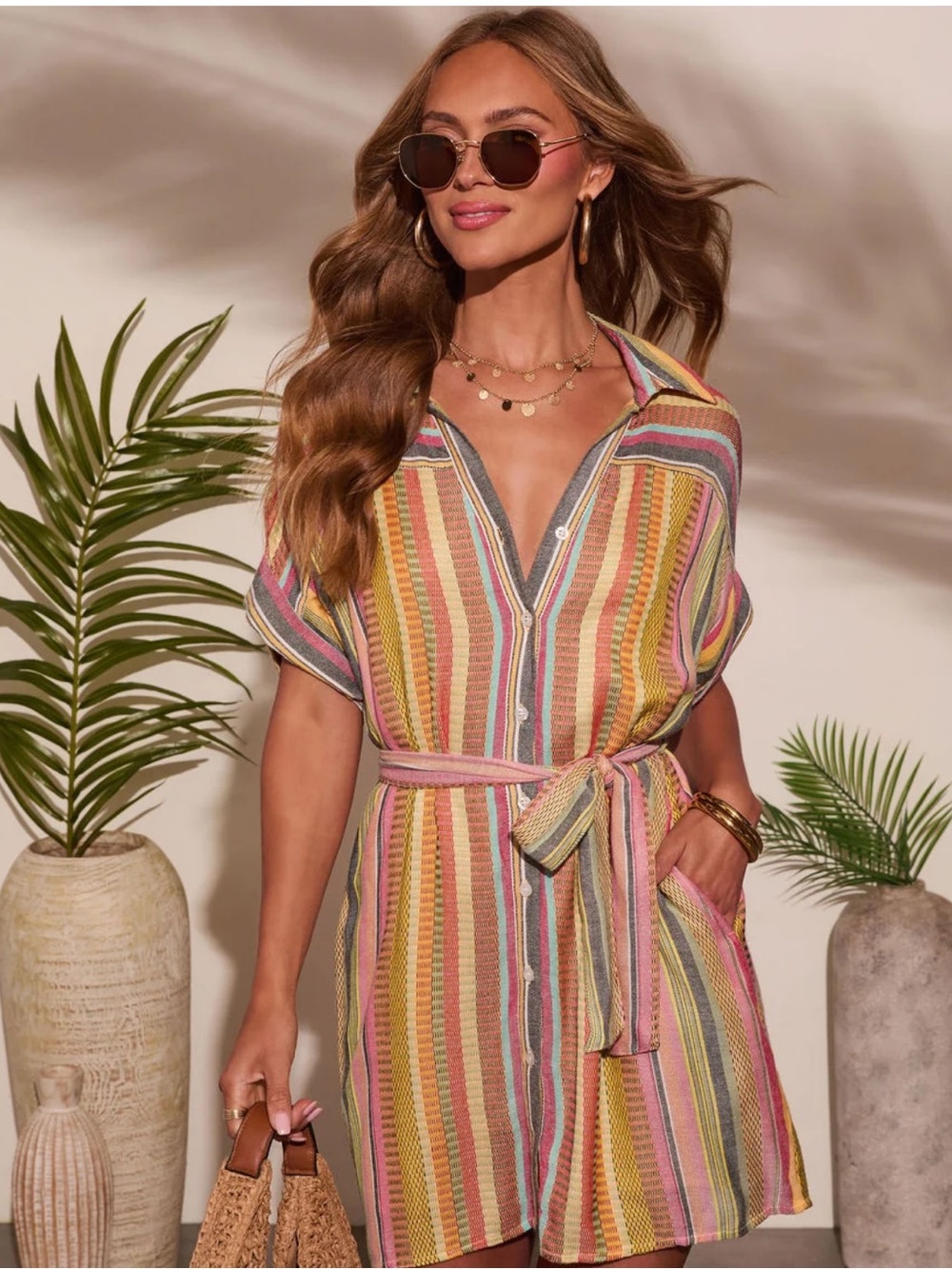 NWT Vici Striped Mini Dress with Sleeves